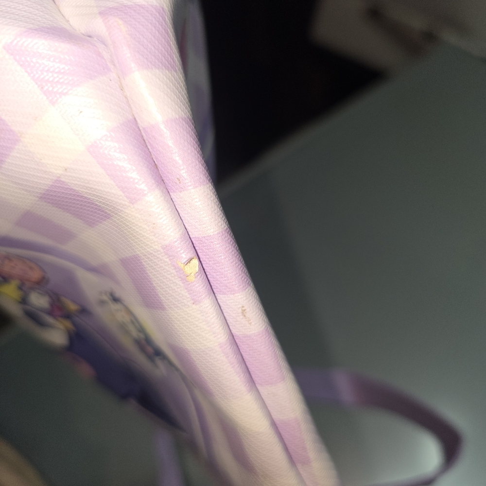 Kuromi Sanrio Mini Tote Bag Purple Gingham Zip Top Cute Kawaii - Picture 6 of 11